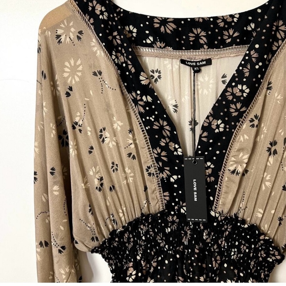 NWT ANTHROPOLOGIE LOVE SAM | 100% Silk Dolman Blouson Dress in Fleur‎ Multi XS - Picture 3 of 4